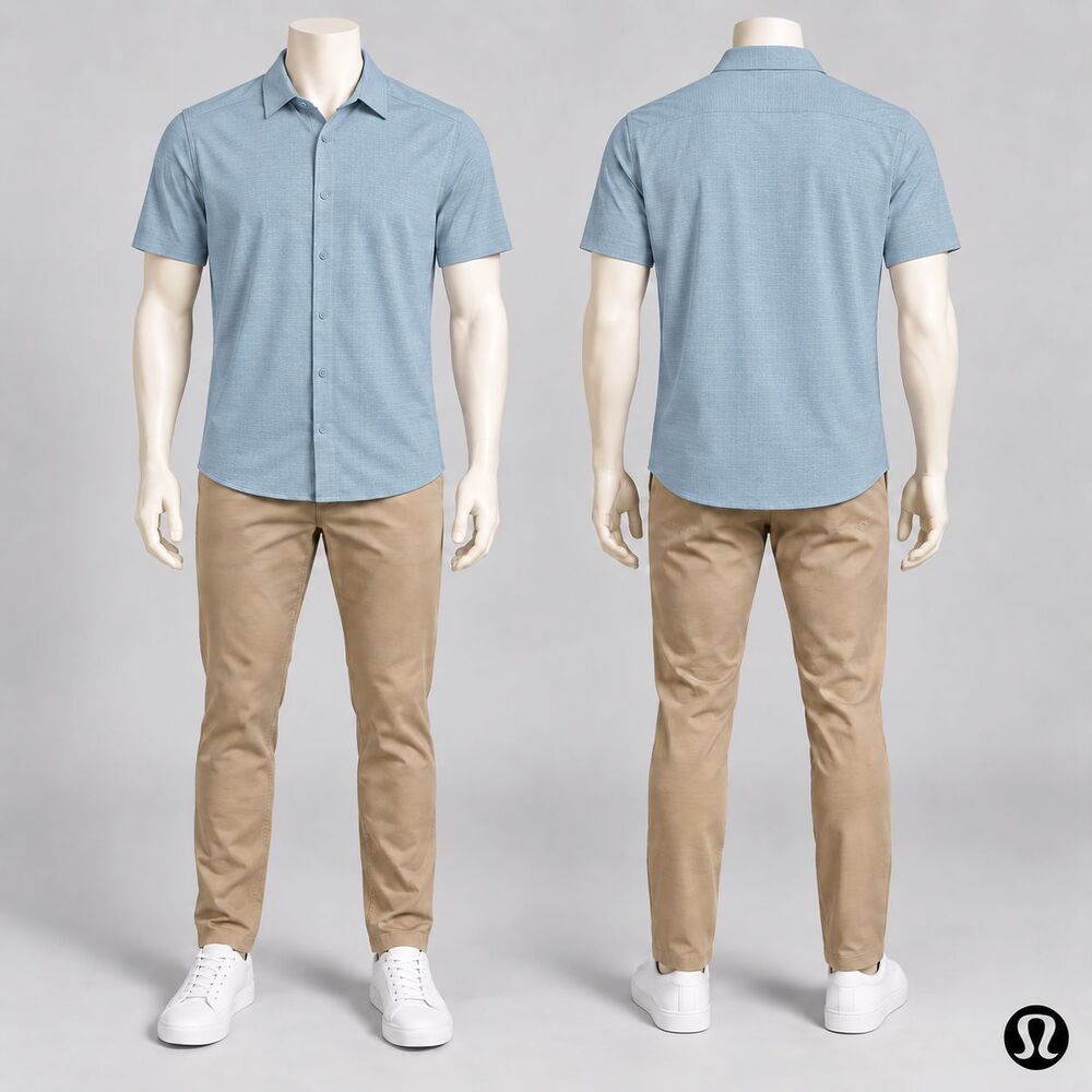 Lululemon Airing Easy Shirt Men’s XL Light Blue WovenAir Stretch LM3DK5S